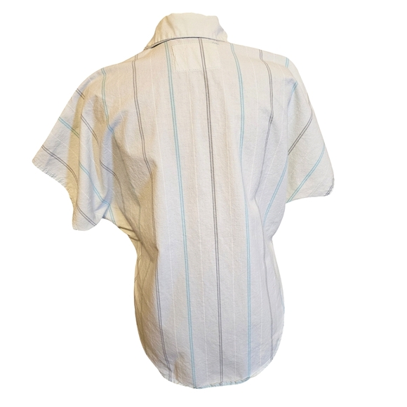 Vintage 80s CROPPED Striped Button-Up Top Sleevless - Picture 2 of 12